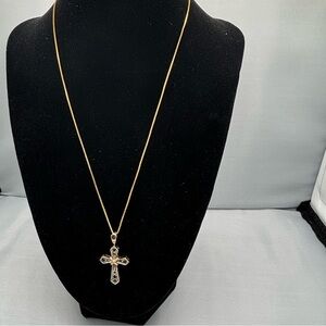 Silver Gold Cross Pendant Necklace